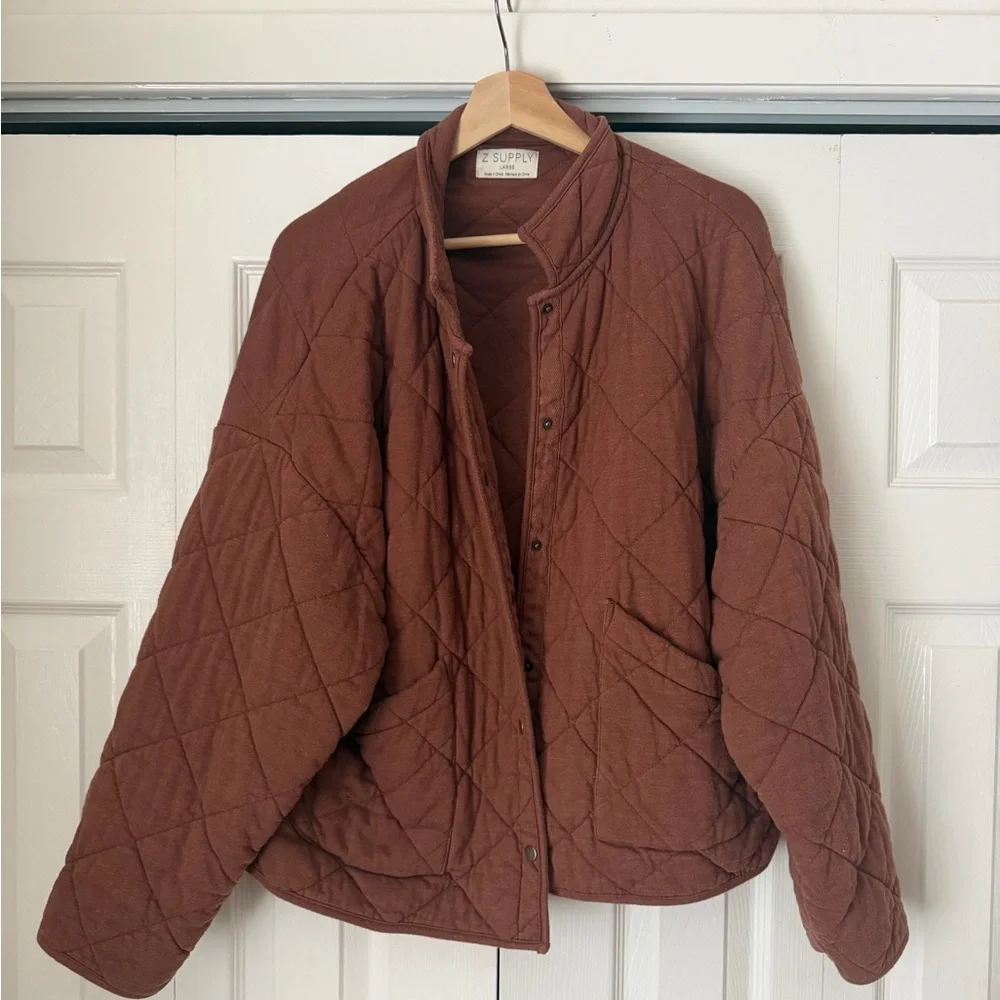 Z Supply Quilted Bomber Jacket in Rust - Picture 10 of 15